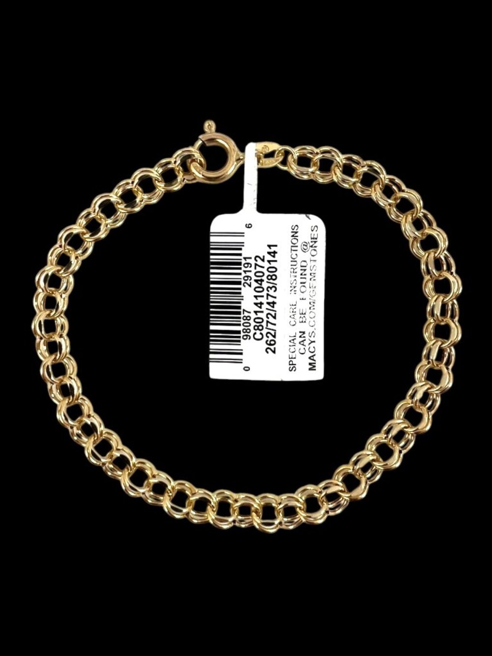 NWT-14k Yellow Gold Double Link Charm Bracelet - Macy's Y2010